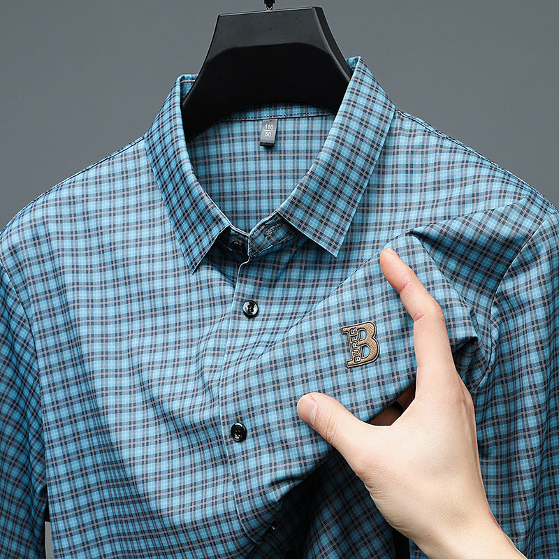 Camicia Uomo A Quadri Buffalo Cromoncent - Maniche Corte, Tasca Sul Petto, Morbida Misto Cotone, Rosso E Blu, Taglia XX-Large