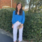 Pantaloni a gamba larga cropped in twill elasticizzato