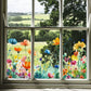 🌸🪩 Adesivo Decorativo per Finestre con Bouquet Floreale – Stampa Fronte-Retro, PVC Lavabile, 30x60cm, Tagliabile Liberamente – 12 Stili: Fiori, Farfalle & Dipinti 🪴✨