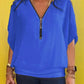 Top Da Donna Casuale In Chiffon Con Cerniera Sul Collo
