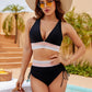 Set bikini a vita alta con controllo addominale e design a blocchi di colore