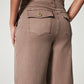 Pantaloni a gamba larga cropped in twill elasticizzato