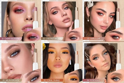 ✨ Set di 6 Ombretti in Stick Bicolore 👁️ | Effetto Sfumato e Glitter in Una Sola Passata 💖 | Trucco Occhi Waterproof a Lunga Tenuta 8 Ore, 6 Colori 🌸