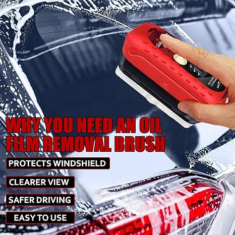 🚗 Spazzola Rimuovi Pellicola d'Olio Vetri Auto ✨ | Elimina Macchie e Bagliori Notturni dal Parabrezza 🛡️ | Massima Visibilità sotto la Pioggia 🌧️ | Applicatore con Spugna 120 ml 🧽