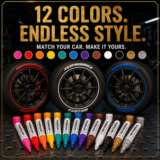 🚗 Pennarelli per Pneumatici a Base d’Olio Impermeabili – 12 Colori Vivaci, Lunga Durata, Punta di Precisione – Per Auto, Moto, Bici & Fai-da-Te 🎨 (Pack da 5)