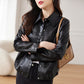 Giacca corta in pelle stile camicia da donna
