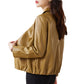 Giacca corta in pelle stile camicia da donna