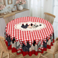 🐓🍽️ Tovaglia in Poliestere a Quadri Rossi con Motivo Gallo – Bordo Ondulato, Anti-Macchia, 2 Stili, 4 Misure: Rotonda 152cm o Rettangolare fino a 152x305cm 🏡✨