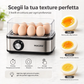 🥚 Cuociuova Elettrico Multifunzione in Acciaio Inox (8 Uova) | 3 Livelli di Cottura, Uova in Camicia e Omelette | Coperchio Trasparente e Spegnimento Automatico 200W 🍳
