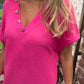Maglietta Elegante da Donna con Scollo a V e Maniche Corte