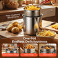 🍳 Friggitrice Multifunzionale in Acciaio Inox 304 – Con Griglia & Pinze | Antiaderente | Facile da Pulire | Ideale per Friggere, Grigliare & Cuocere ✨🍖