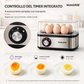 🥚 Cuociuova Elettrico Multifunzione in Acciaio Inox (8 Uova) | 3 Livelli di Cottura, Uova in Camicia e Omelette | Coperchio Trasparente e Spegnimento Automatico 200W 🍳