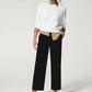 Pantaloni a gamba larga cropped in twill elasticizzato