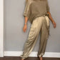 Set Di Top E Pantaloni In Satin Liscio A Mezze Maniche