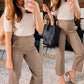 Pantaloni a gamba larga cropped in twill elasticizzato