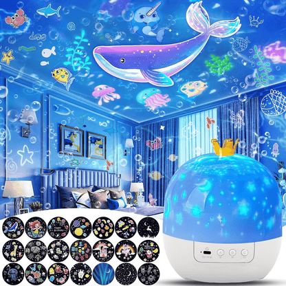 🎃👻PROMOZIONE ULTIMO GIORNO - 50% DI SCONTO💜Proiettore notturno per bambini con 15 set di pellicole🔋Ricarica Type-C