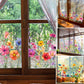 🌸🪩 Adesivo Decorativo per Finestre con Bouquet Floreale – Stampa Fronte-Retro, PVC Lavabile, 30x60cm, Tagliabile Liberamente – 12 Stili: Fiori, Farfalle & Dipinti 🪴✨