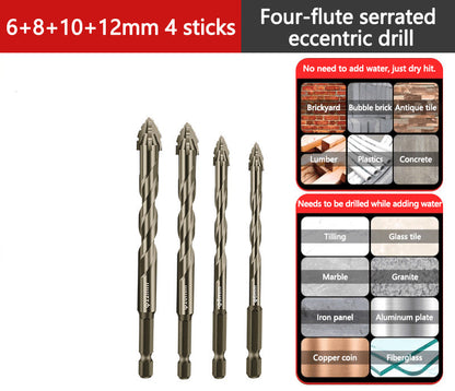 🛠️ Kit Punte da Trapano Eccentriche a 4 Taglienti  | Foratura Precisa per Piastrelle, Muratura e Legno 🧱 | Scarico Rapido Trucioli ⚙️ | Set Multi-Misura 4-12 mm 🔩