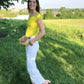 Pantaloni a gamba larga cropped in twill elasticizzato