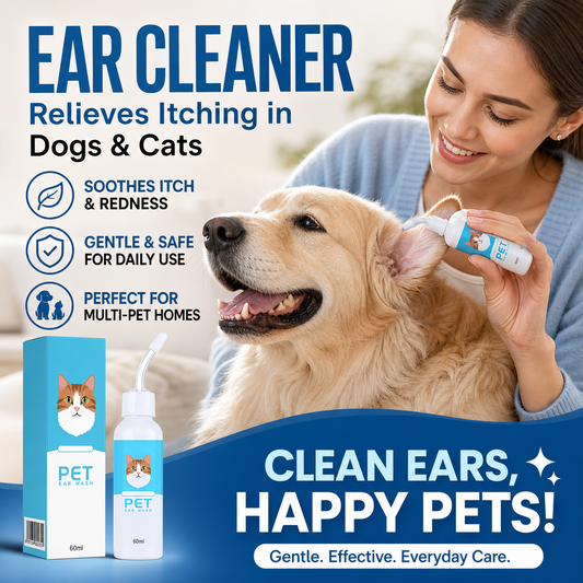 🐶🐱 Detergente Auricolare per Cani e Gatti – Aiuta a Rimuovere Cerume & Cattivi Odori | Formula Delicata con Estratti Vegetali | Punta in Silicone | 120 ml 🌿✨
