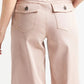 Pantaloni a gamba larga cropped in twill elasticizzato
