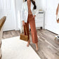 Pantaloni a gamba larga cropped in twill elasticizzato