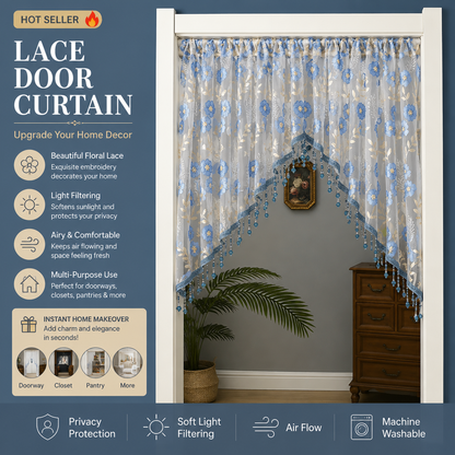 🌸 Tenda Corta per Porta con Ricamo Floreale e Nappe ✨🧵 - Filtrante Luce | Senza Forare | Poliestere Premium | 4 Colori | Divisorio & Decorazione | 50% DI SCONTO