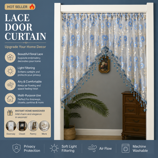 🌸 Tenda Corta per Porta con Ricamo Floreale e Nappe ✨🧵 - Filtrante Luce | Senza Forare | Poliestere Premium | 4 Colori | Divisorio & Decorazione | 50% DI SCONTO