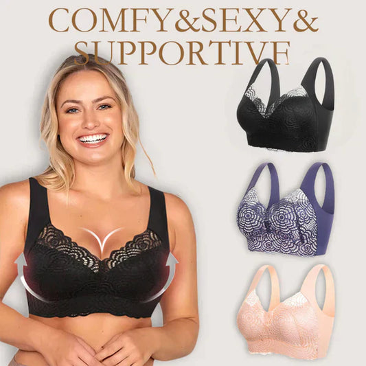 Reggiseno Senza Cuciture in Pizzo con Sostegno Totale (3 Pezzi)