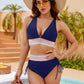 Set bikini a vita alta con controllo addominale e design a blocchi di colore
