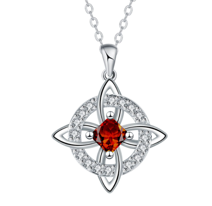 💎Collana con Ciondolo Scintillante per Donna | Nodo Celtico Simbolo di Amore Eterno 💞 | Zircone Cubico Scintillante ✨ | Catena Regolabile 45 + 5 cm 📏 | 12 Mesi e Colori 🎨