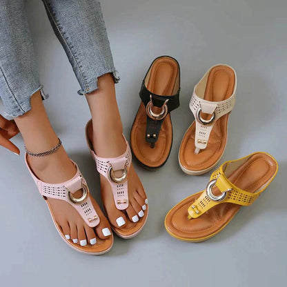 👡Sandalo femminile in pelle con zeppa 💕