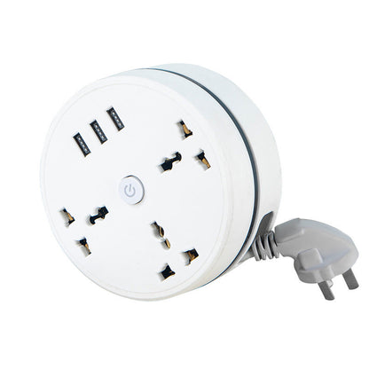 🔌 Ciabatta Universale Avvolgicavo con 3 Prese AC & 3 USB – 2500W/10A, 110-250V, Protezione Sovraccarico & Cortocircuito, Cavo 2m o 2,8m – Casa, Viaggio & Ufficio ✨📱