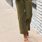 Pantaloni a gamba larga cropped in twill elasticizzato