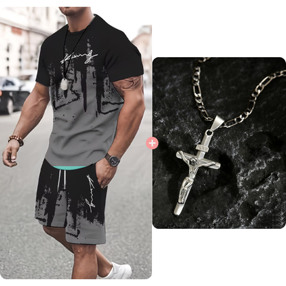 👕 ORA 50% DI SCONTO! 🔥 Set da uomo con T-shirt stampata e shorts – Tessuto morbido, design accattivante e perfetto per le giornate estive ☀️