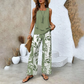 Set da 2 Pezzi Donna con Stampa alla Moda - Top Senza Maniche e Pantaloni Abbinati