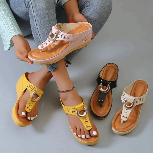 👡Sandalo femminile in pelle con zeppa 💕