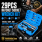 🛠️ Kit di Chiavi a Bussola con Cricchetto da 29 Pezzi | Acciaio al Cromo-Vanadio | Cricchetto Reversibile per Auto, Casa e Fai da Te 🔧