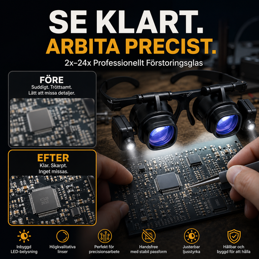 🔬 Occhiali di Precisione con Ingrandimento LED 💡✨ - Lenti Intercambiabili | Doppi LED | Mani Libere | Sistema 4 o 6 Lenti | Gioielleria & Riparazione | 50% DI SCONTO