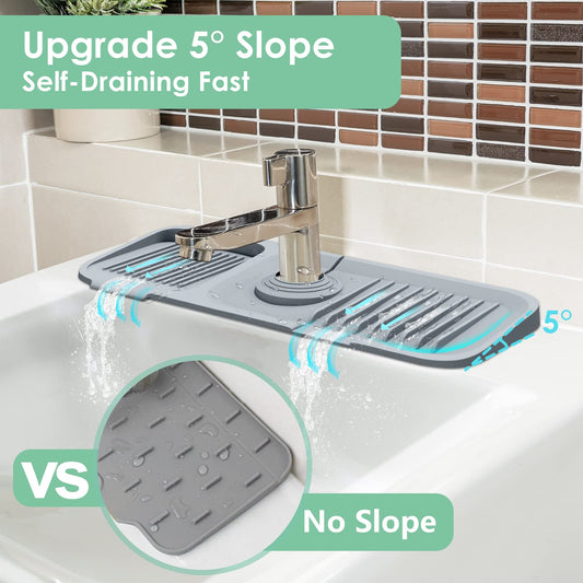 🚰 Tappetino Paraspruzzi in Silicone per Lavello – Drenaggio Automatico | Mantiene il Piano Asciutto | Lavabile & Arrotolabile | Porta Spugna & Sapone | Misure L/XL ✨