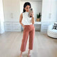 Pantaloni a gamba larga cropped in twill elasticizzato