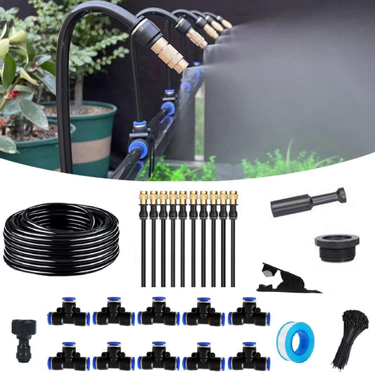 🌿 Sistema di Irrigazione a Nebbia per Giardino – Kit Fai-da-Te con Ugelli 360° 💧 per Terrazzo, Balcone e Serra | Risparmio d'Acqua Garantito ✅