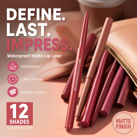 💄 Set Matite Labbra Opache Waterproof Retraibili 💋 12 Tonalità a Lunga Tenuta ✨ Finish Matte Vellutato Anti-Sbavature 💧 | Contorno e Riempimento Labbra Preciso 👄
