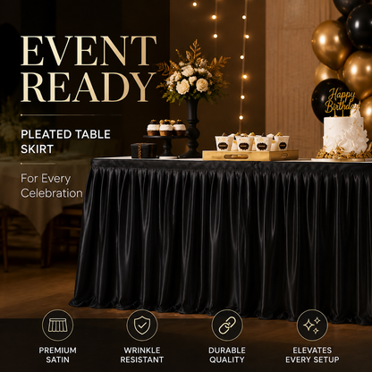 Gonna Plissettata per Tavolo 🎉🍽️ | Copre il Sottotavolo e Rifinisce l’Allestimento di Feste ed Eventi | 4, 6 o 9 ft
