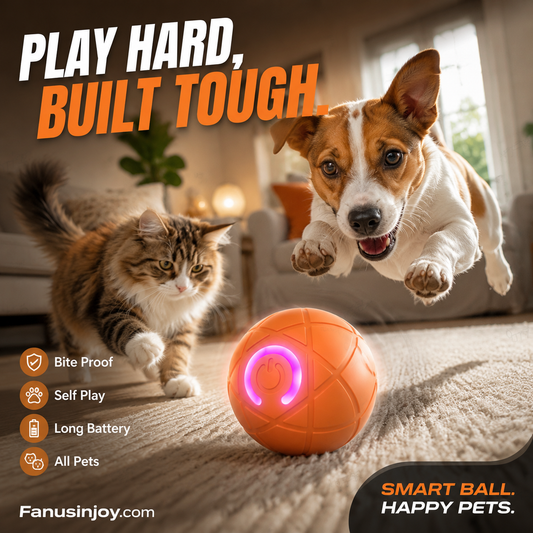 🐾⚽ Pallina Intelligente Auto-Rimbalzante per Cani e Gatti – Materiale PC+TPE Sicuro, Ricarica USB Type-C, Ø52mm – Riduce Ansia e Noia, 2 Colori 🐶🐱