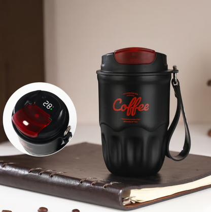 ☕ Tazza Termica da Caffè con Display Smart LED 🌡️ | Acciaio Inox 316 Sottovuoto Antigoccia ❄️🔥 | Thermos Portatile 360ml con Laccetto | Caldo & Freddo per Auto e Ufficio 🚗