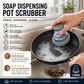 🧽Spazzola Lavapiatti con Dispenser Sapone 🧴 - Erogazione a Tocco | Setole in PET Antigraffio | Ideale per Pentole & Cucina | Testina Rimovibile