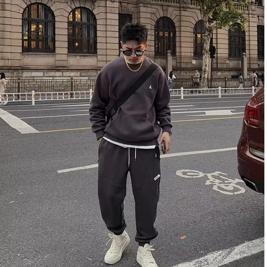 Set Felpa Girocollo Casual da Uomo