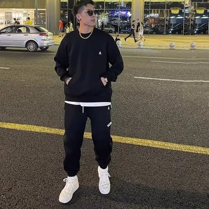 Set Felpa Girocollo Casual da Uomo
