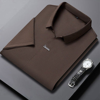 T-shirt da Uomo Casual Traspirante e Antipiega con Colletto a Revers